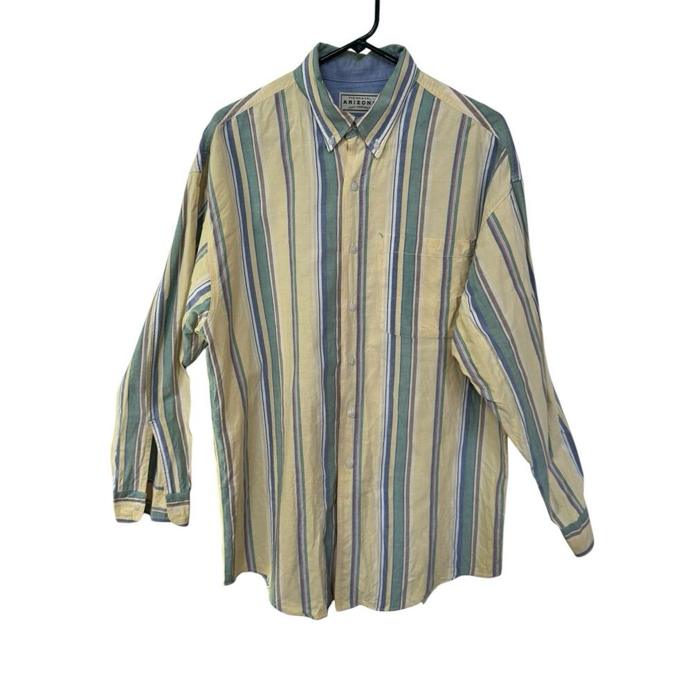 VTG Arizona Jean Company Large (?) Striped Mens Shirt Button Down Retro READ